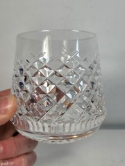 Vtg 4 Waterford Crystal Alana Roly Poly Glasses 3-1/2″ Cut Cross Hatch