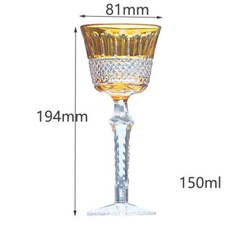 Antiques Style Yellow and hand cut crystal hock glass wine glass Home Decor 5oz