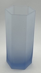 Hexagon Frosted Glass Blue Tumbler Cup Or Candle Holder (?) – 6”