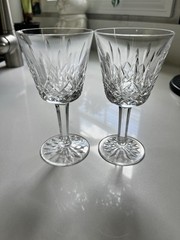 Set of 2 Waterford Lismore Crystal 4oz 5 7/8 Stem Wine Glass Goblet Lot..