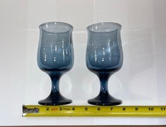 Libbey Dusty Blue Tulip Glasses, set of 2, 6.5”h