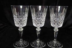 GALWAY RATHMORE CRISS CROSS & VERTICAL CUT MULTISIDED STEM 3 WATER GOBLET 7 7/8″