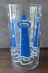 Vintage Libbey Blue and White Nautical Juice Glasses, 4.5″ Tall, Set of 4, Rare