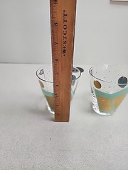 2 Par Fore 19th Hole Aqua and Gold Colored Barware Glasses