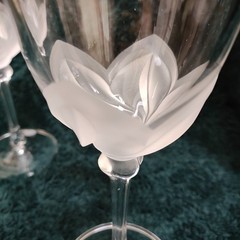 Cristal D’Arques J.G. Durand 4 Frosted Tulip Wine Glasses 7.25″ France VTG MINT