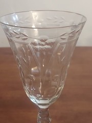 Set 4 Elegant SENECA 190 Unknown CUT FLORAL Faceted Glass WATER GOBLETS Stems