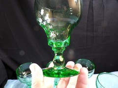 Set of 6 Fenton Green Glass Georgian Water Goblets