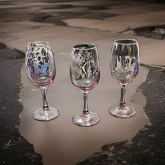 Arcoroc Rosaline Pink Swirl Oversized 7.25″ Wine Goblets France Set 9 Rare 1980