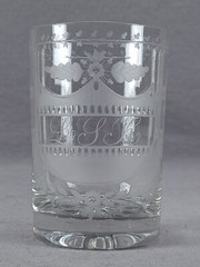 Bohemian Engraved Floral Shield & LSK Monogrammed Flint Tumbler C.1810-1830
