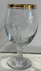 Vintage Valencia Set Of 6 Wine Glasses, Hand Decorated 24K Gold Rim 10 Oz
