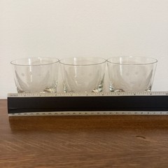 Vintage Whiskey Etched Eagle Low Ball Rocks Set of 3 America 250