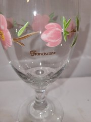 Franciscan Desert Rose Set of 4 Wine / Water Goblet Hand Painted Floral Glass 7”