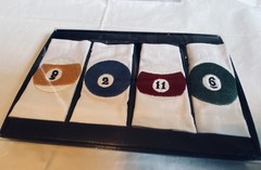 Billiard Pool Ball 4 Embroidered Fabric Cocktail Napkins Barware Z Gallerie