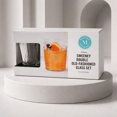 Martha Stewart Set of 4 Sweeney Double Old Fashion Whiskey Glasses New