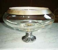 RARE Dorothy Thorpe Allegro Silver Band Rim 11 inch Pedestal Cupped Serving Bowl
