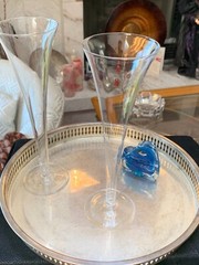 Elegant Pair of Hollow Stem Trumpet Style Champagne Toasting Flutes 9 3/4″