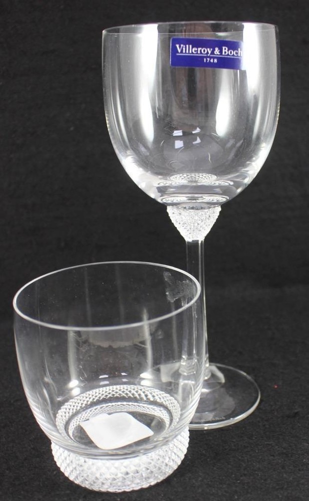 Villeroy and Boch Crystal Octavie Group of Double Old Fashioned and Water Goblet