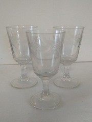 3 Footed Clear Glass Water Goblet