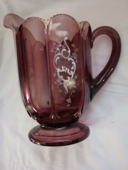 BEAUTIFUL VICTORIAN NORTHWOOD EAPG AMETHYST NESTOR PITCHER & 4 GLASSES C1902