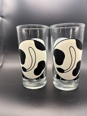 Firna Rotund Cow Drinking Glasses Black White Farmhouse Tumblers – Set of 2