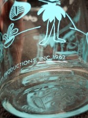 Vintage 1962 FLINTSONES BLUE HANNA-BARBERA PRODUCTIONS INC 8oz JUICE GLASS