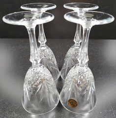 4 Cristal De Flandre Salzburg Wine Glasses Set Crystal Clear Stemware France Lot