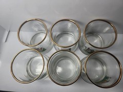 Vintage Wildlife Hunting Scene Lowball Glasses Gold Rim Set of 6 Boar Deer…