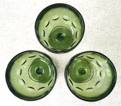 Vtg Bartlett Collins Thumbprint Goblets Avocado Green 16oz Lot of 4 1970’s MCM