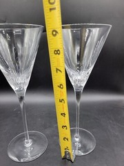2 Unmarked High Quality Crystal Toasting Champagne Flute Star Beams
