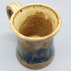 Jack Boyle Hand-Thrown Art Pottery Mug, Brown & Blue Speckled 1.25 Cup 1981 VTG