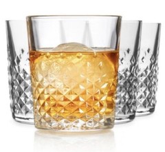 Libbey Carats Double Old Fashioned Glasses 12 oz Set of 4 Whiskey