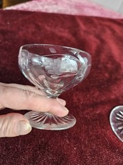 2 Vintage Etched Clear Serbert Glasses Grape Vine Pattern