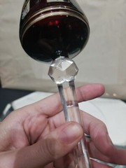 Wine Glass Hock Goblet Bohemian Red Cut to clear Crystal cabochon roses enamel