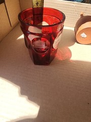 ANDENKEN VON TEPLITZ 1853 RUBY ETCHED TUMBLER BOHEMIAN CZECH SEE PHOTOS DESCRIPT