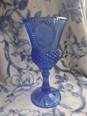 Vintage Fostoria Avon Cobalt Blue George Washington Glass Goblet