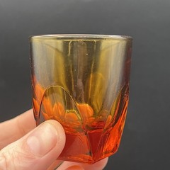 2 Colony VANITY AMBER Square Bottom Rocks Double Shot Whiskey Glasses