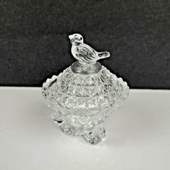 Vintage Hofbauer Byrdes Clear Crystal Round Footed Trinket Box With Lid 3″