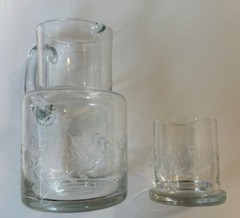 Clear 7″ Etched Tumble Up Bedside Water Carafe And Glass Ships FREE in the USA