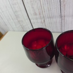 Vintage Ruby Red Drinking Glasses Set of 2 Georgian Honeycomb 5in Kitchen Decor