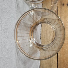 2 Vintage Culver Devon Gold Vertical Stripe Old Fashioned Low Ball Rocks Glasses