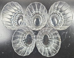 5 Dansk Oval Facette Old Fashioned Vintage Clear Panel Whiskey Rocks Finland Lot