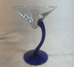 Libbey Bravura Martini Glass Clear w/ Cobalt Blue Stem 6.4″ MCM Replacement