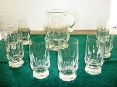 VILLEROY & BOCH ~ARABELLE~CRYSTAL~WATER SET~PITCHER~W 8 WATER~ HIGHBALL GLASSES