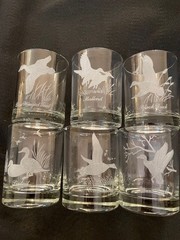 VTG National Wildlife Federation Etched Wild Duck Rocks Glasses set of 6