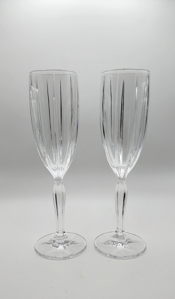 Pair Of 2 Marquis By Waterford Crystal Omega Champagne Flutes 8.5″