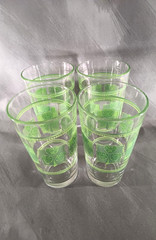 Vintage Libbey Shamrock Clover Glass Tumblers Set of 4 St. Patrick’s Day Barware
