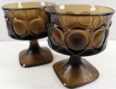 (2) Noritake Spotlight Walnut Brown Champagne Sherbet Set Vintage Stemware Retro
