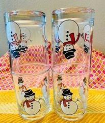 Vintage Pasabahce : 4 Christmas Snowman Lowball Tumblers : Boxed