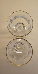 2 Baccarat Crystal wine glasses Capri Optic Gold rim 6″ Claret Mint Rare