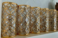 RARE Set of 8 Imperial Glass Sortijas de Oro 22K Gold Tumblers 5 3/4” MCM